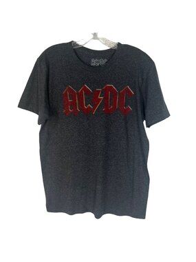 ACDC Band Concert TShirt Tee Mens Medium Gray Red Rock Music